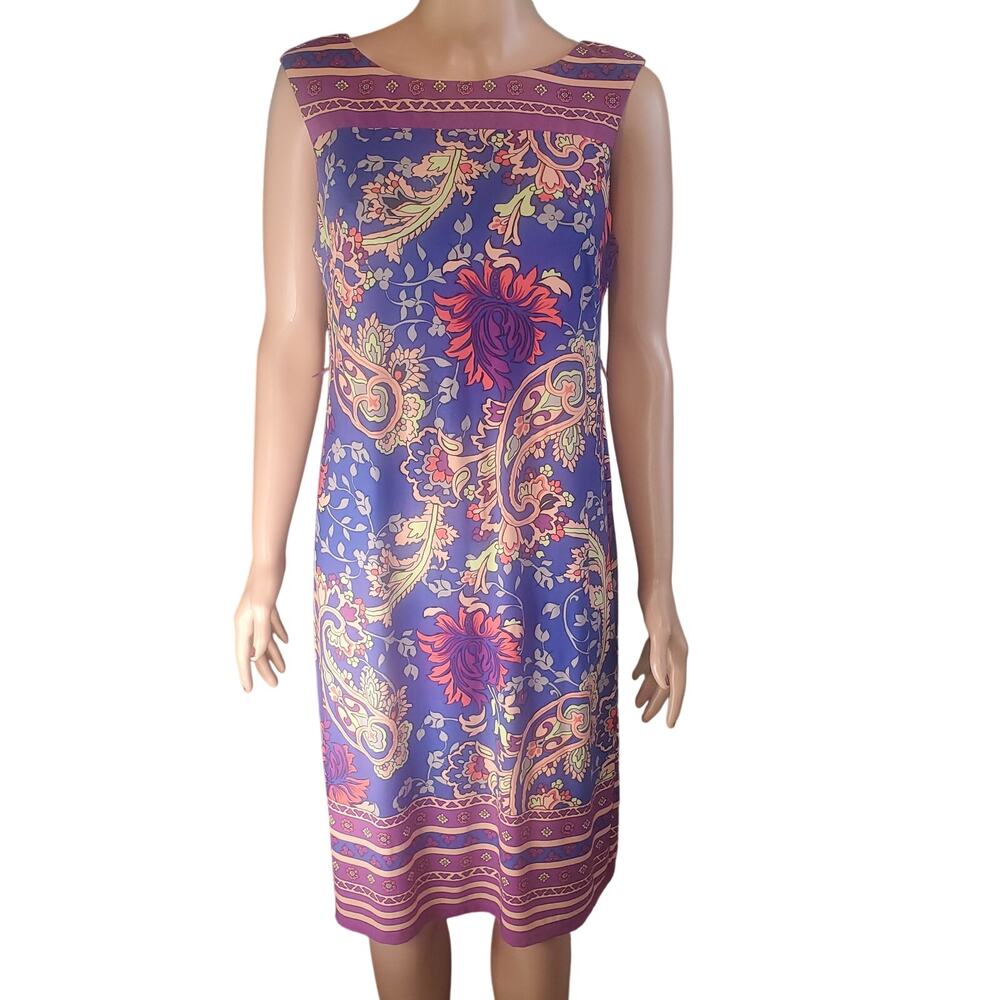 A Pea in the Pod Maternity Paisley Print Sleeveless Knee Shift Dress M Office